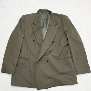 Vintage Raffinati Gold Men Olive Green Double Breasted Blazer Suit Jacket 42R